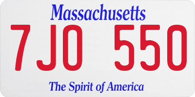 MA license plate 7JO550