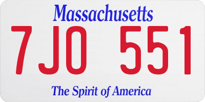 MA license plate 7JO551