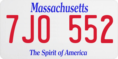MA license plate 7JO552