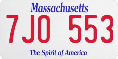 MA license plate 7JO553