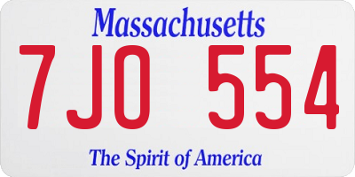 MA license plate 7JO554