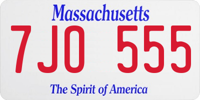 MA license plate 7JO555