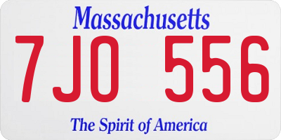 MA license plate 7JO556