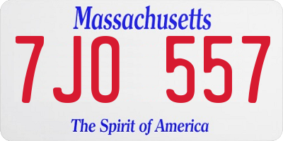 MA license plate 7JO557