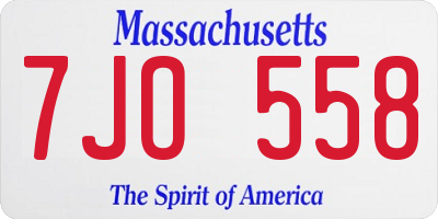MA license plate 7JO558
