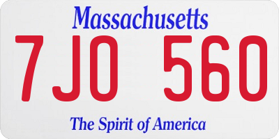 MA license plate 7JO560