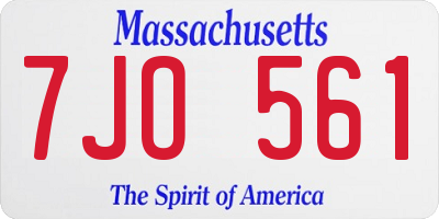 MA license plate 7JO561