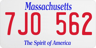 MA license plate 7JO562