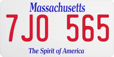 MA license plate 7JO565