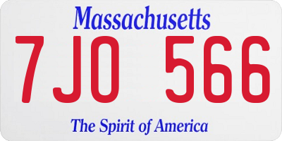 MA license plate 7JO566