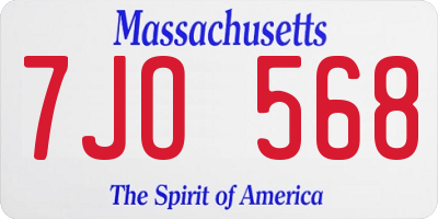 MA license plate 7JO568