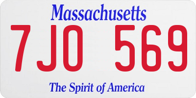 MA license plate 7JO569