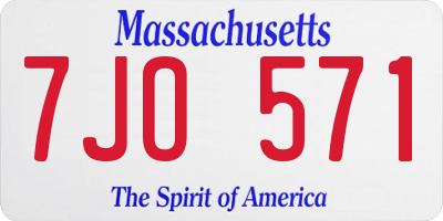 MA license plate 7JO571