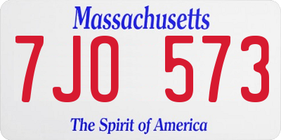 MA license plate 7JO573
