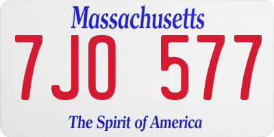 MA license plate 7JO577