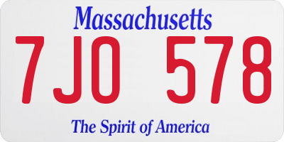 MA license plate 7JO578