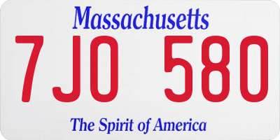 MA license plate 7JO580