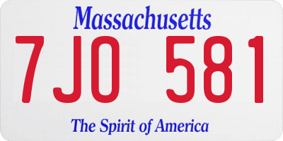 MA license plate 7JO581