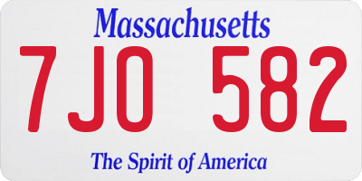 MA license plate 7JO582