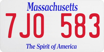 MA license plate 7JO583