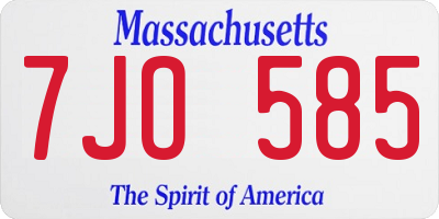 MA license plate 7JO585