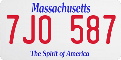 MA license plate 7JO587