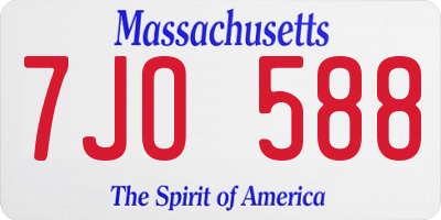 MA license plate 7JO588