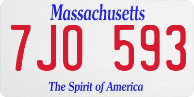 MA license plate 7JO593