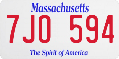 MA license plate 7JO594