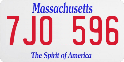 MA license plate 7JO596