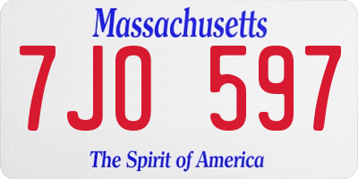 MA license plate 7JO597