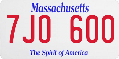 MA license plate 7JO600