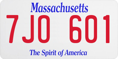 MA license plate 7JO601