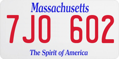 MA license plate 7JO602