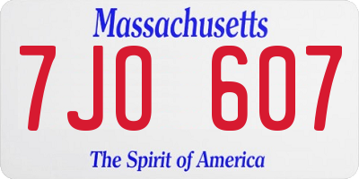 MA license plate 7JO607
