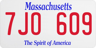 MA license plate 7JO609