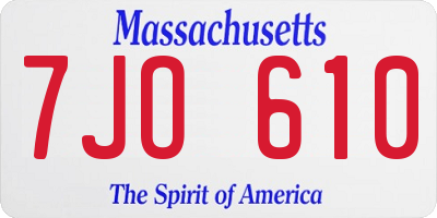 MA license plate 7JO610