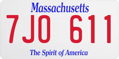 MA license plate 7JO611