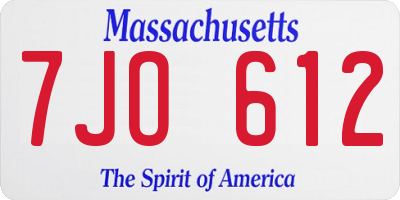 MA license plate 7JO612