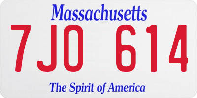 MA license plate 7JO614