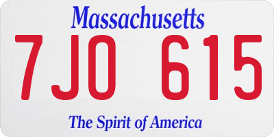 MA license plate 7JO615