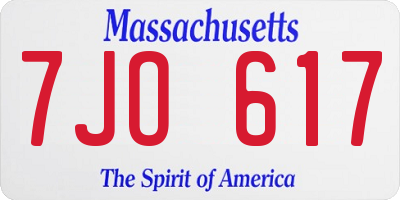 MA license plate 7JO617