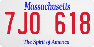 MA license plate 7JO618