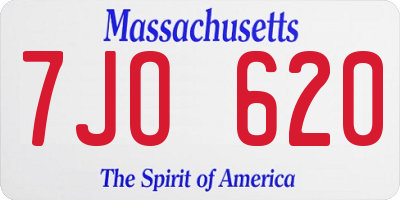 MA license plate 7JO620