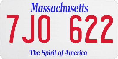 MA license plate 7JO622