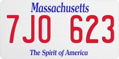 MA license plate 7JO623