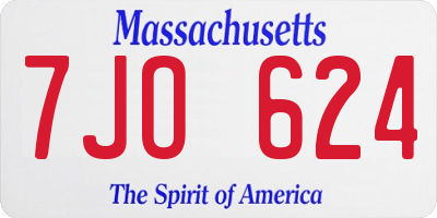 MA license plate 7JO624