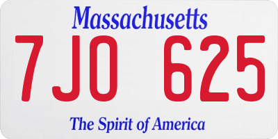 MA license plate 7JO625