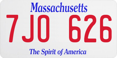 MA license plate 7JO626