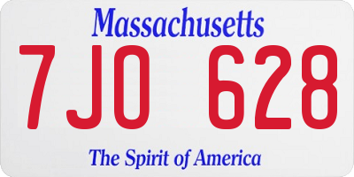 MA license plate 7JO628